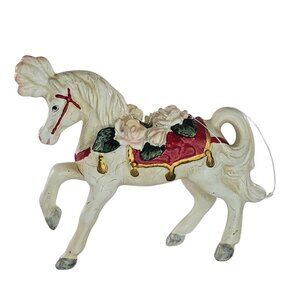 Vintage White Circus Carousel Horse Pony Figurine Ornament